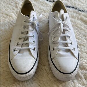 Converse White Platform Canvas Sneakers